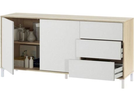 Aparador HABITDESIGN Brooklyn Branco (Melamina, PVC, ABS, MDF e Metal - 154x74x41cm)