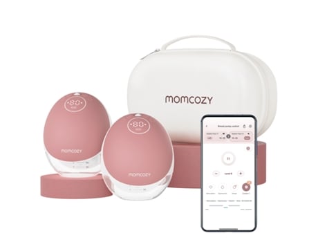 Bomba de Extração de Leite Elétrica Mãos Livres Mobile Flow M9 Controle Discreto Por Aplicação Pacote de 2 Vermelho MOMCOZY