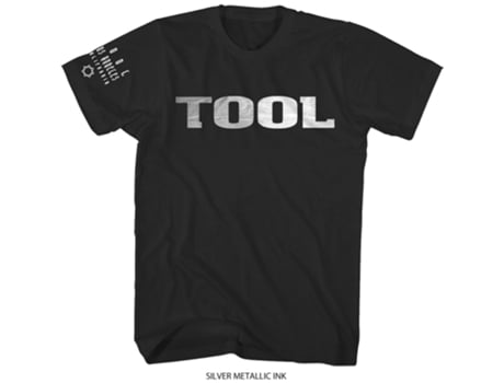 T-Shirt ROCK OFF Tool - Metallic Silver Logo (Sleeve Print) Preto (Tamanho: XXL)