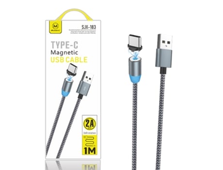 Cabo Usb para Apple Iphone 15 Pro MIMACRO Type-C Sjx 183 Magnético Rotação 360º 1M 2A Cinzento