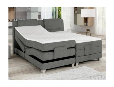 Cama continental CASTEL VENTE-UNIQUE Cinzento claro 2 x 80 x 200 cm - Com colchão - Com sommier