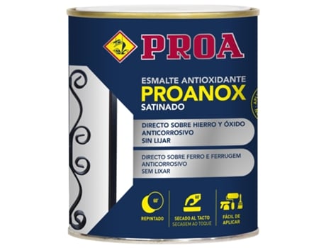 Esmalte Anti-Ferrugem Direto Sobre a Ferrugem Preto 250 Ml Pintura Sobre Ferro e Ferrugem Sem Primário Proanox