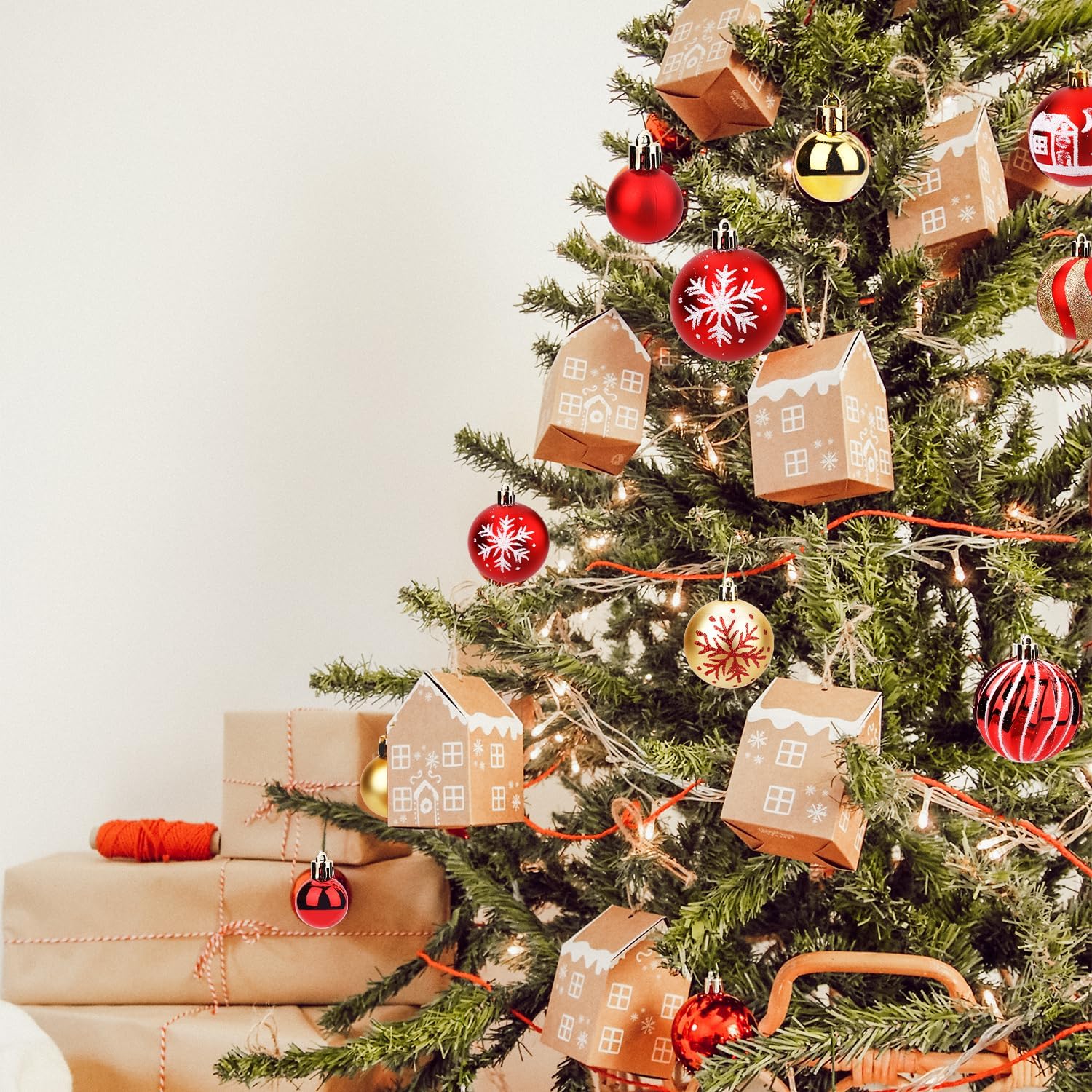 Conjunto de 4 bolas de Natal prateadas 8 cm de desenho de bolas de enfeites  de árvore de Natal pretas