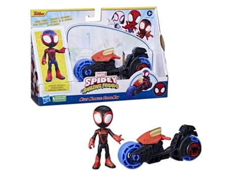 Figura de Ação SPIDEY AND HIS AMAZING FRIENDS MarvelMiles Morales com Moto Marvel (22,5cm)