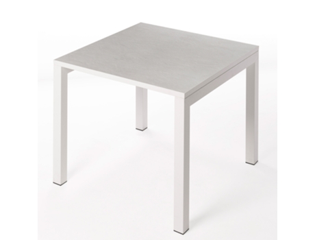 Mesa de Refeição BOX FURNITURE Luxury White Almond (Branco - Madeira e Aço - 90x90x75 cm)