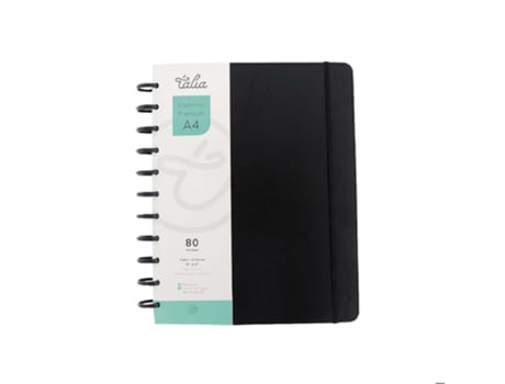 Caderno Smart Com Elástico Espiral A4 Pautado Preto