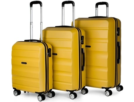 Conjunto 3 Malas de Viagem ITACA Abs (35/65/100 L - Amarelo)