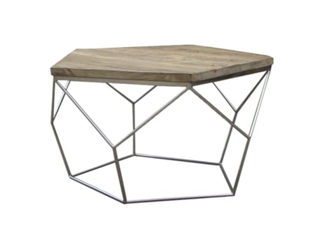 Mesa de Centro Industrial PÄRUMM Gype 80X80X40 Cm de Madeira de Ulmeiro Reciclada e Ferro