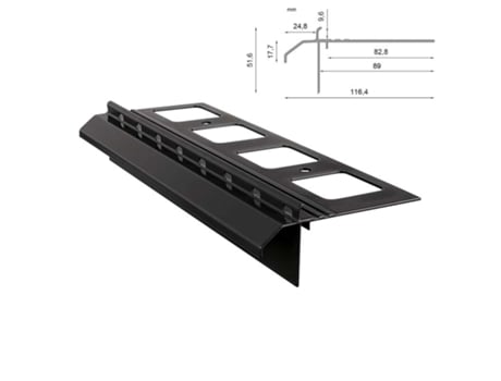 Perfil RENOPLAST de Alumínio para K20R 200Cm Graphite Acabamento de Terraços e Varandas Pisos de Resina