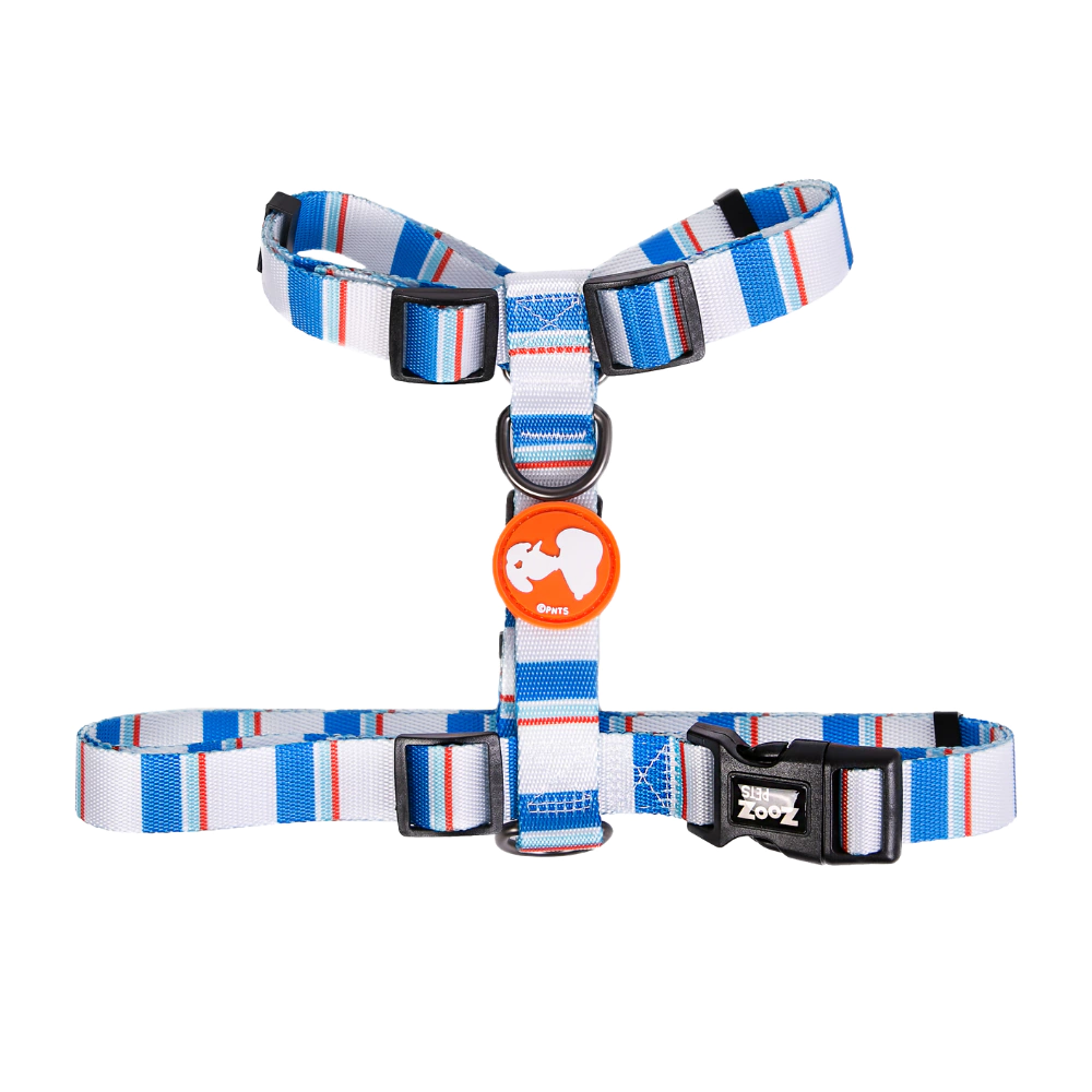 Peitoral para Cães Snoopy ZOOZ PETS Listras Azul e Laranja P