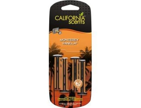 California Scents Ambientador de Coche Fragancia 'Monterey Vanilla' Vainilla de Monterrey 4 Bastones Ventilación