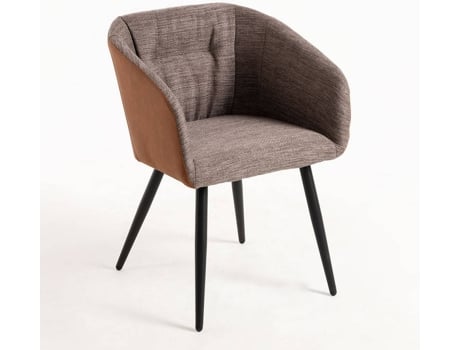 Cadeira de Jantar  Dalu (Castanho - Tecido, Aço Reforçado - 76 x 54 x 54 cm)