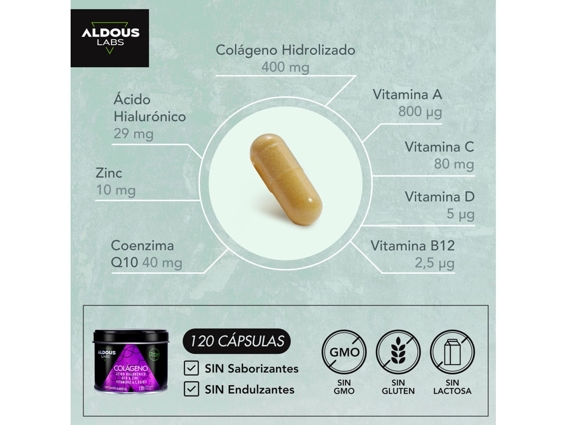 Colágeno + Ácido Hialurónico + Q10 120 cápsulas Aldous Bio