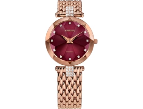 Relógio feminino ouro rosa aço inoxidável faceta strass J5.714.M JOWISSA